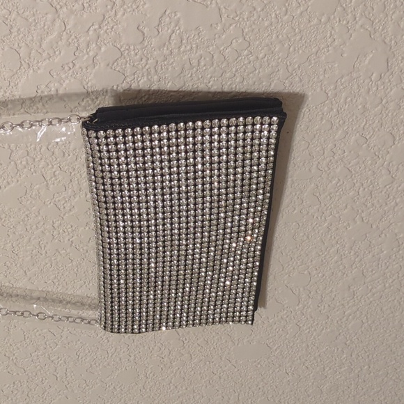 Amber Sceats Stella crystal silver rhinestone crossbody shoulder clutch bag - Picture 8 of 16